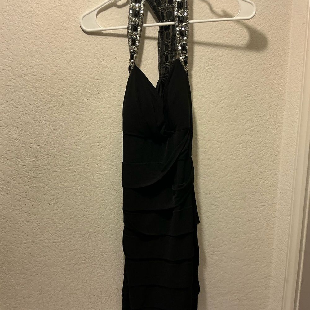 City Triangles Black Tiered Backless Dress